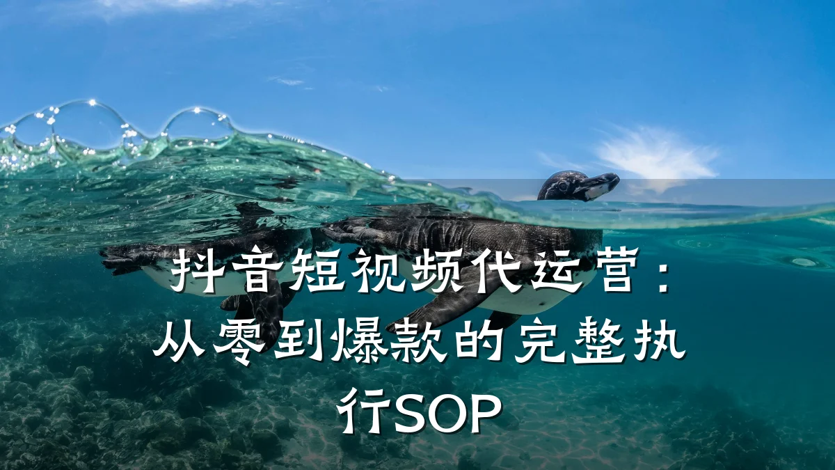 抖音短视频代运营:从零到爆款的完整执行SOP