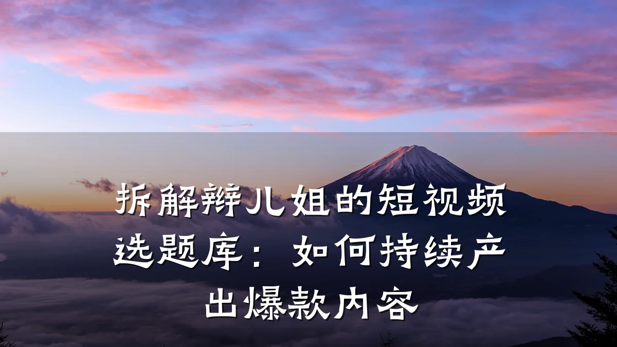 拆解辫儿姐的短视频选题库:如何持续产出爆款内容