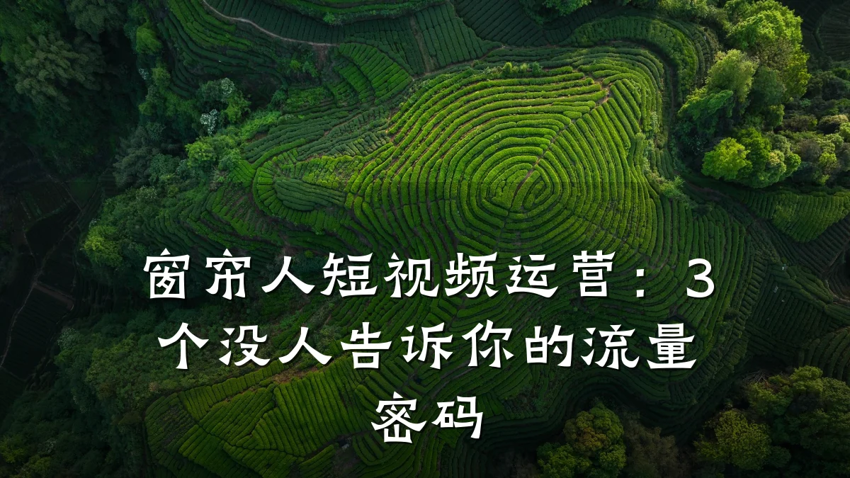 窗帘人短视频运营:3个没人告诉你的流量密码