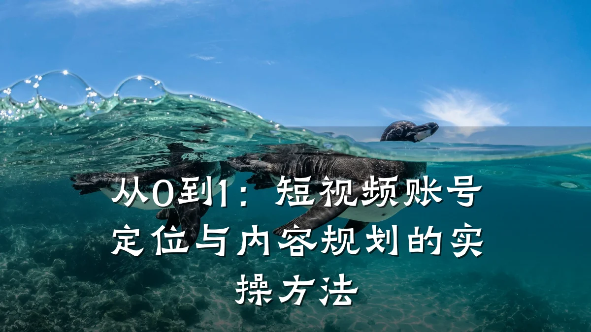 从0到1：短视频账号定位与内容规划的实操方法