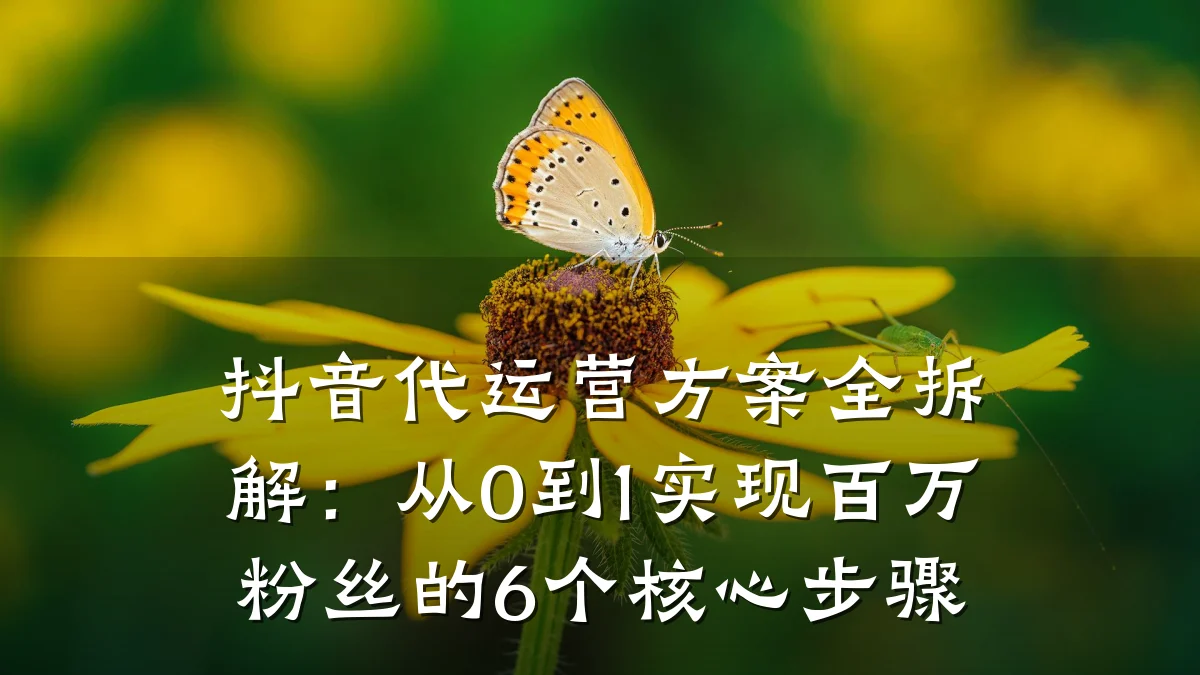 抖音代运营方案全拆解：从0到1实现百万粉丝的6个核心步骤