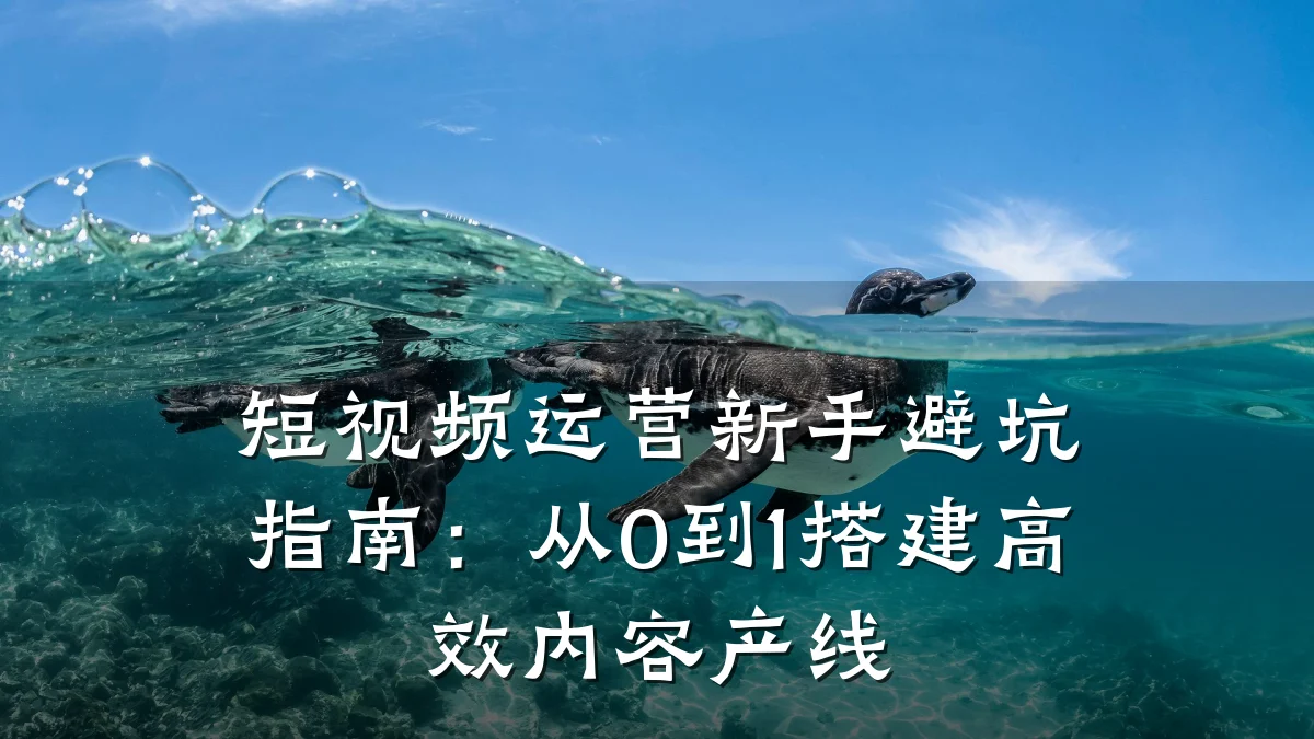 短视频运营新手避坑指南:从0到1搭建高效内容产线
