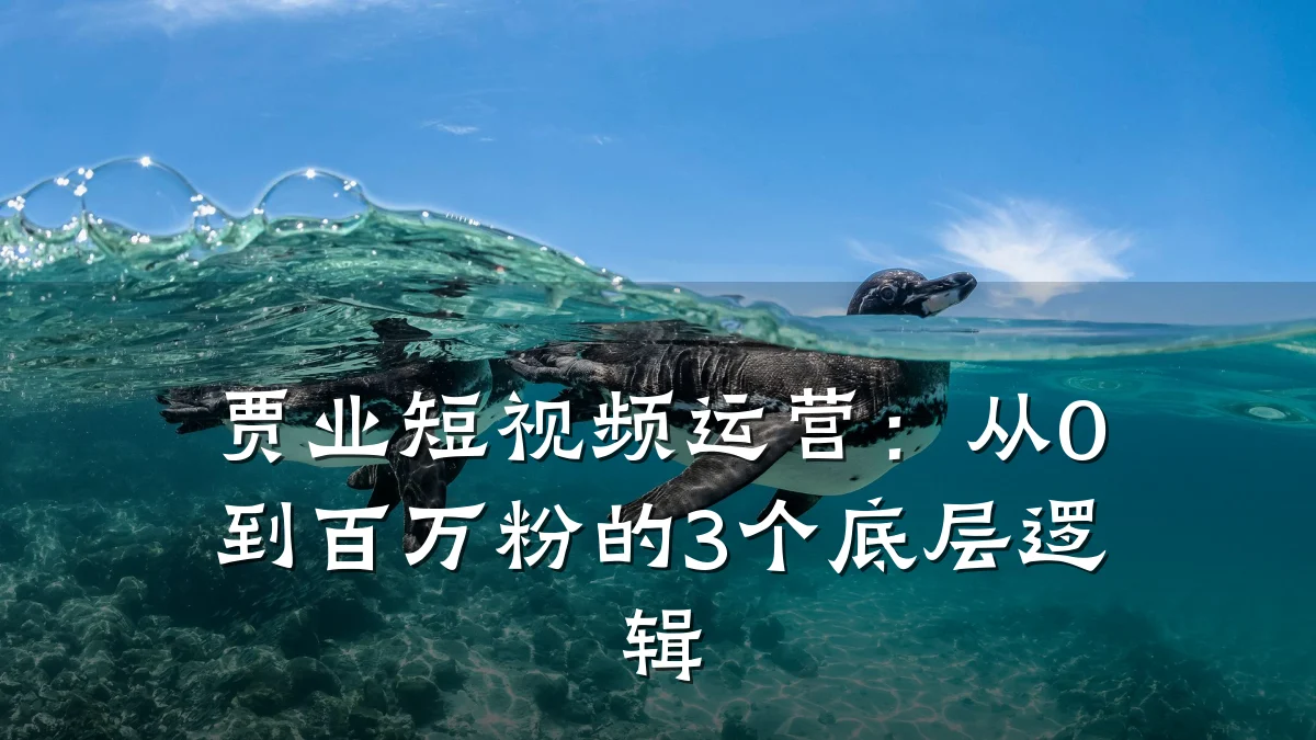 贾业短视频运营：从0到百万粉的3个底层逻辑