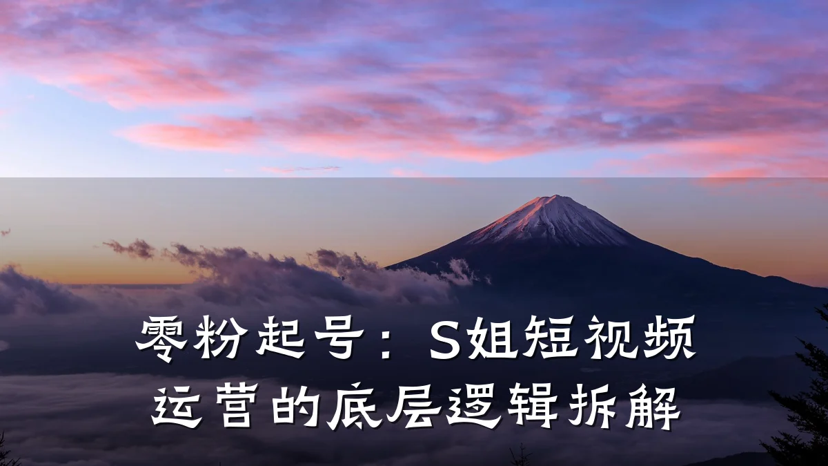 零粉起号：S姐短视频运营的底层逻辑拆解