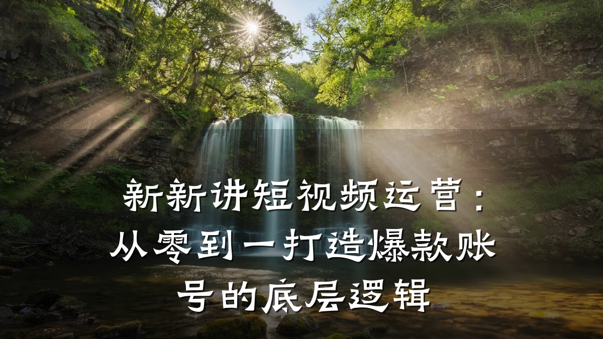 新新讲短视频运营:从零到一打造爆款账号的底层逻辑