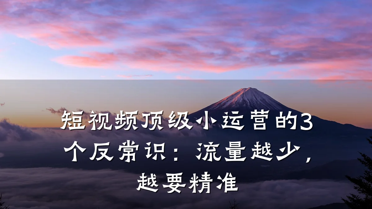 短视频顶级小运营的3个反常识：流量越少，越要精准