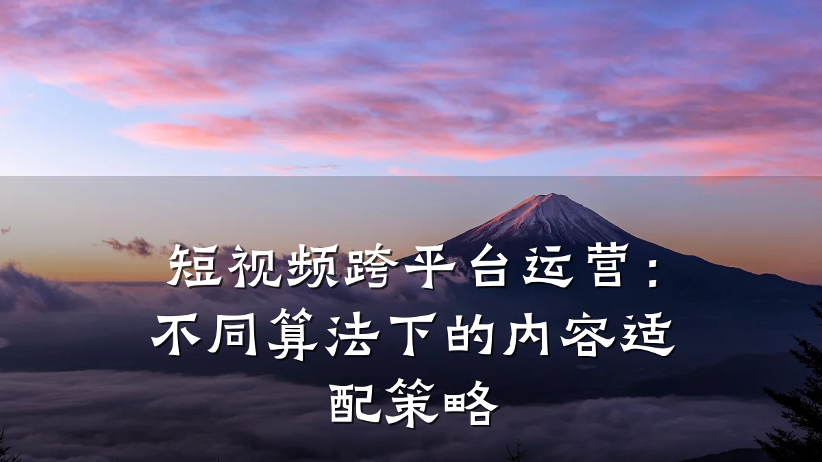 短视频跨平台运营：不同算法下的内容适配策略