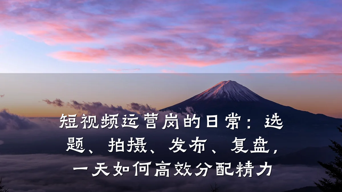 短视频运营岗的日常：选题、拍摄、发布、复盘，一天如何高效分配精力
