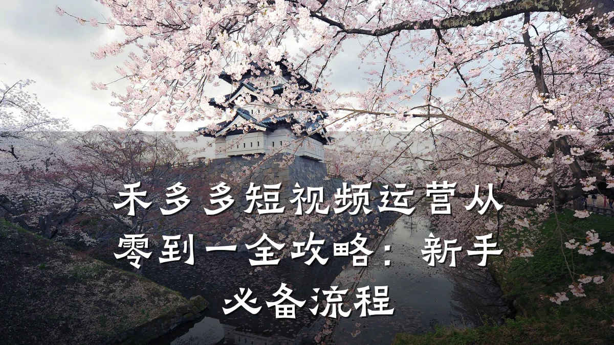 禾多多短视频运营从零到一全攻略：新手必备流程