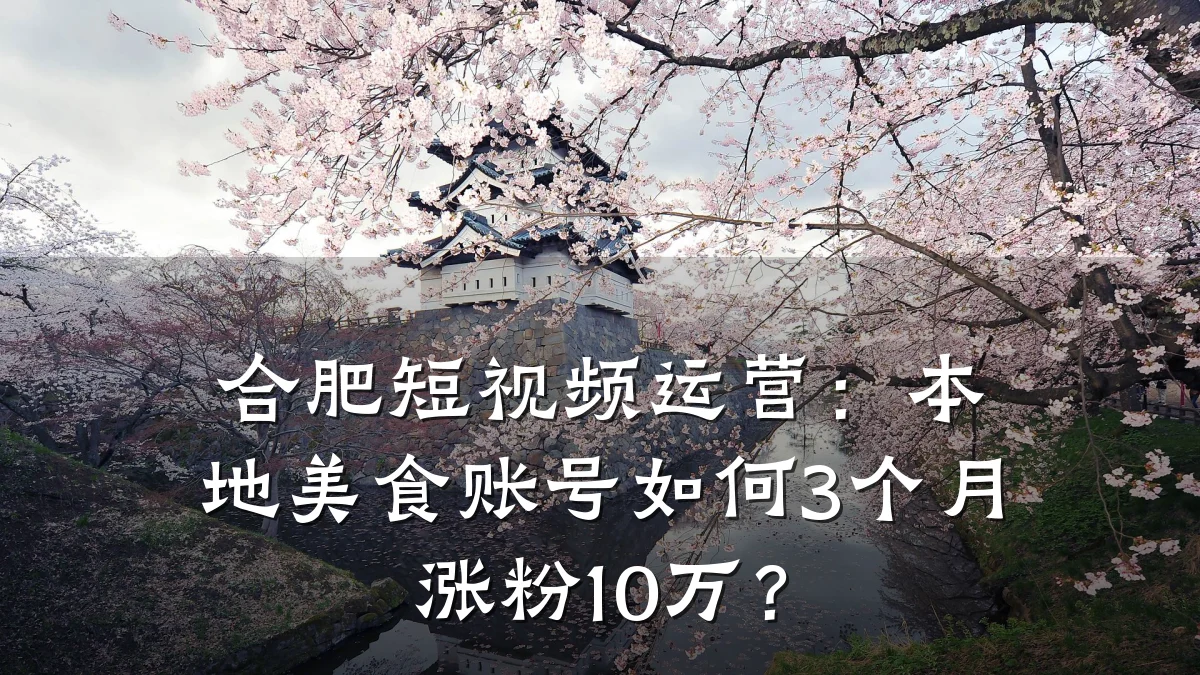 合肥短视频运营：本地美食账号如何3个月涨粉10万？