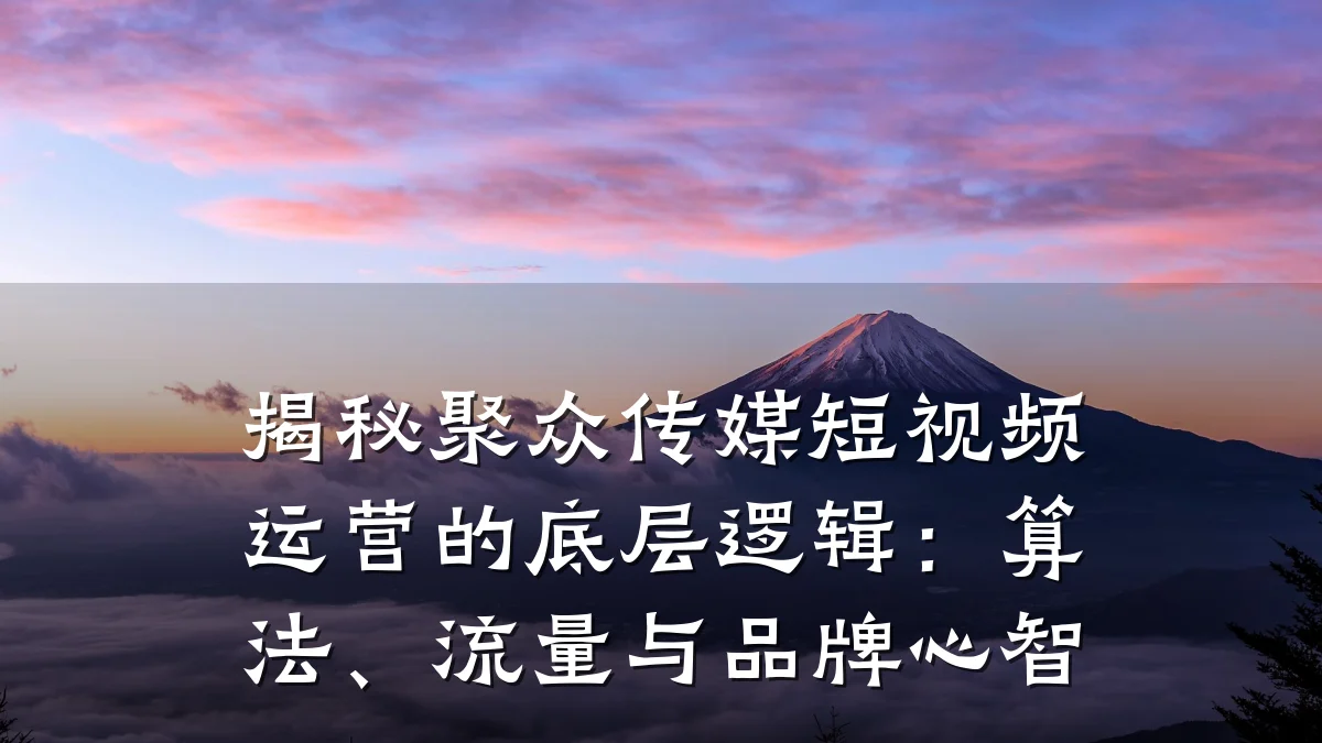 揭秘聚众传媒短视频运营的底层逻辑：算法、流量与品牌心智