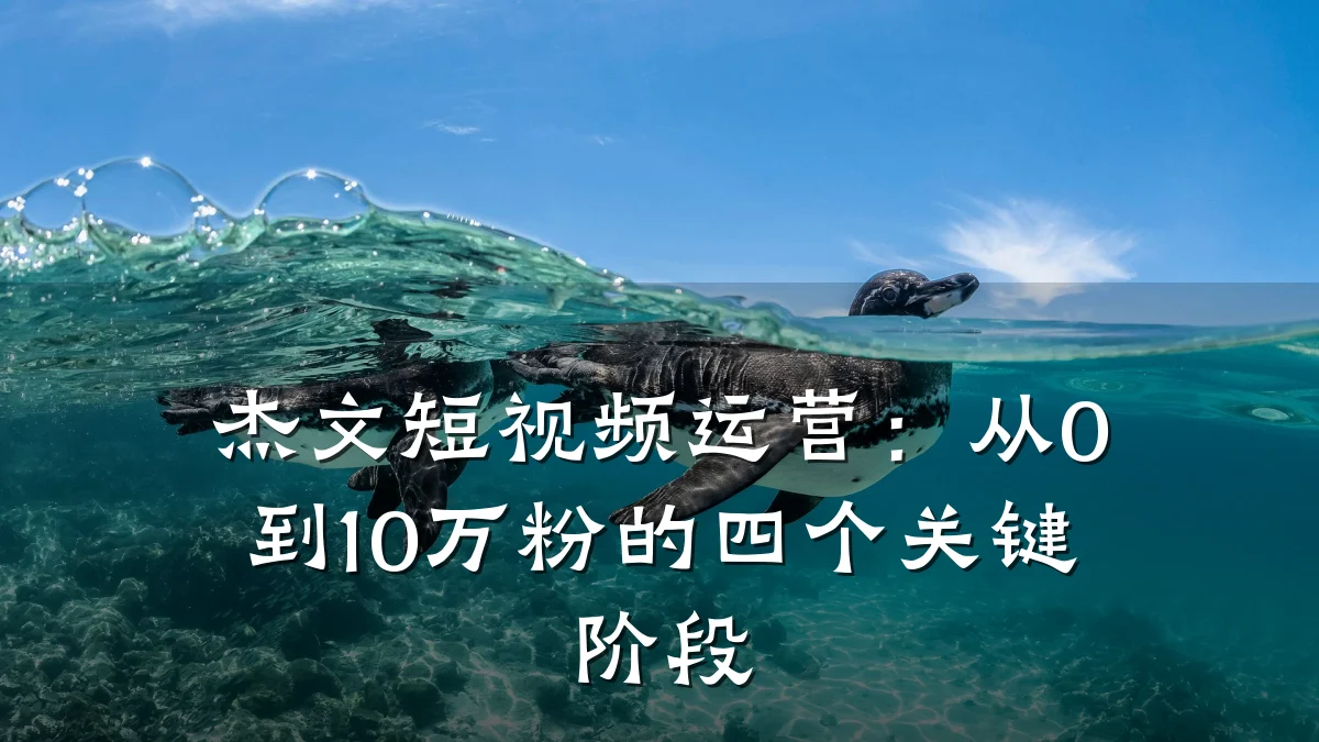杰文短视频运营：从0到10万粉的四个关键阶段