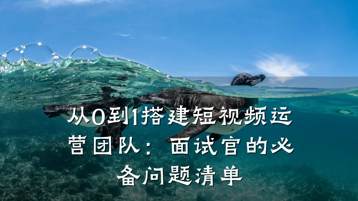 从0到1搭建短视频运营团队：面试官的必备问题清单