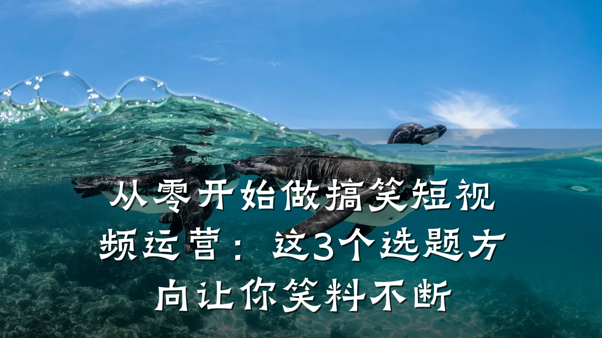 从零开始做搞笑短视频运营：这3个选题方向让你笑料不断