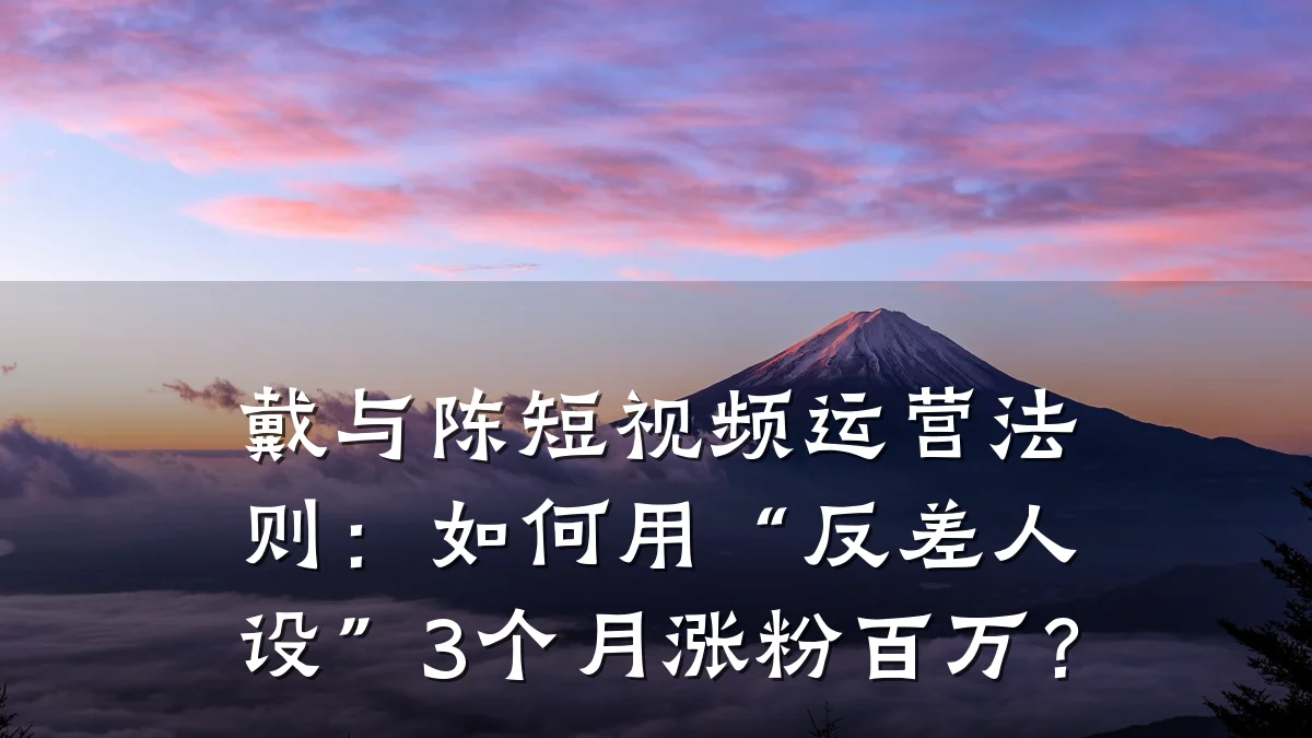 戴与陈短视频运营法则：如何用“反差人设”3个月涨粉百万？