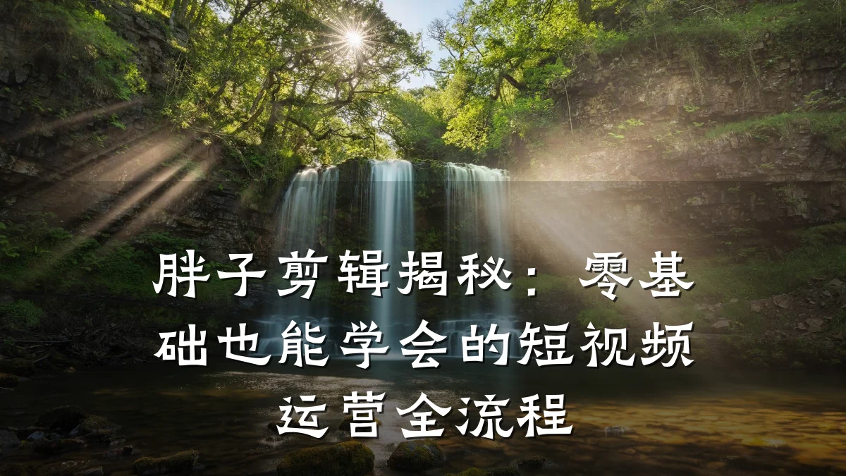 胖子剪辑揭秘：零基础也能学会的短视频运营全流程