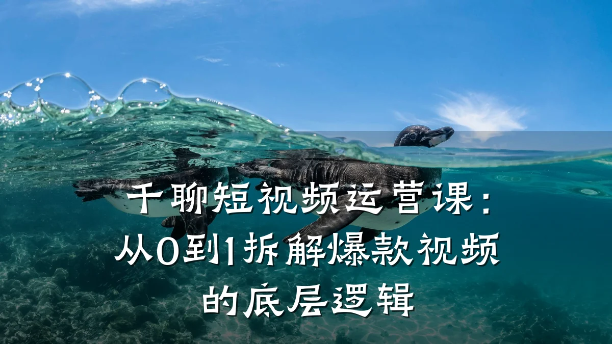 千聊短视频运营课：从0到1拆解爆款视频的底层逻辑