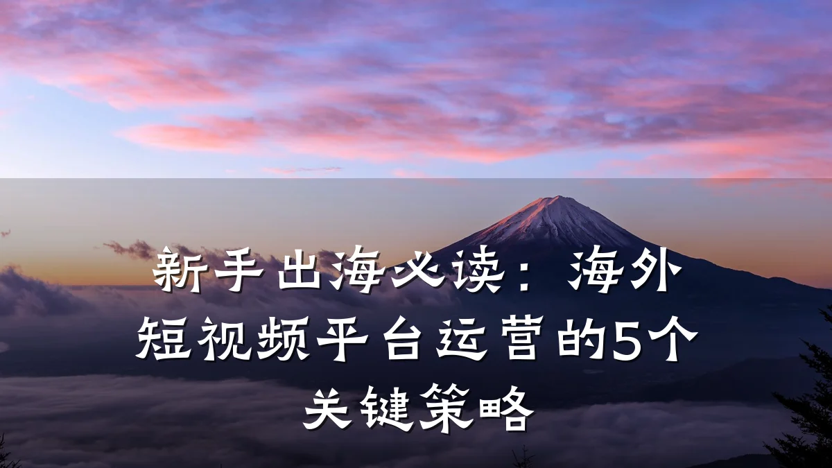 新手出海必读：海外短视频平台运营的5个关键策略