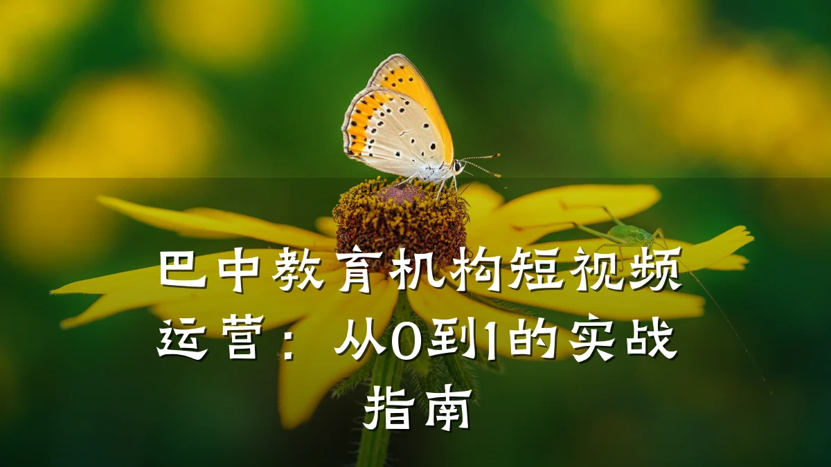 巴中教育机构短视频运营：从0到1的实战指南