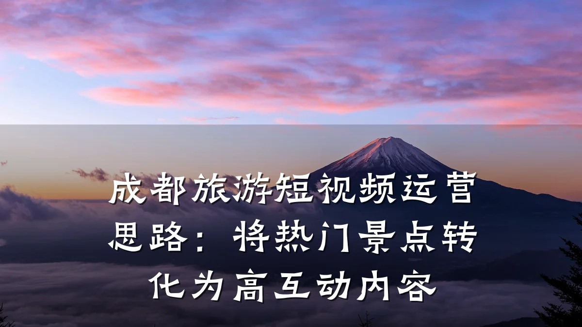 成都旅游短视频运营思路：将热门景点转化为高互动内容
