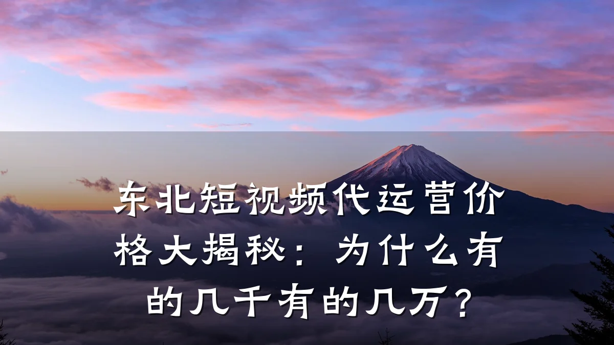 东北短视频代运营价格大揭秘：为什么有的几千有的几万？