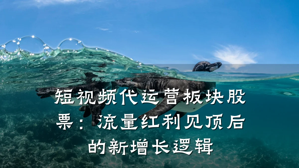 短视频代运营板块股票：流量红利见顶后的新增长逻辑