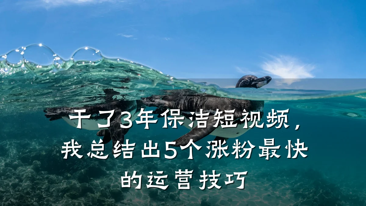 干了3年保洁短视频，我总结出5个涨粉最快的运营技巧