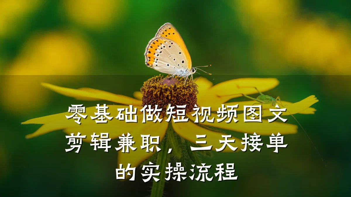零基础做短视频图文剪辑兼职，三天接单的实操流程