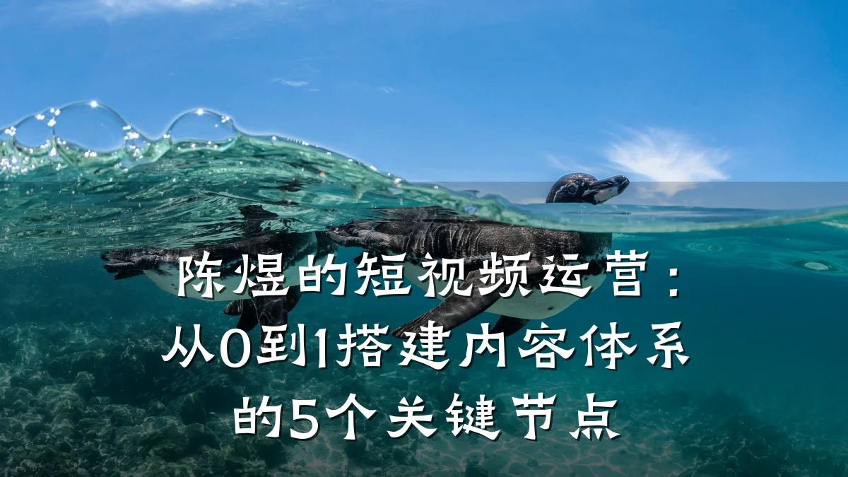 陈煜的短视频运营：从0到1搭建内容体系的5个关键节点