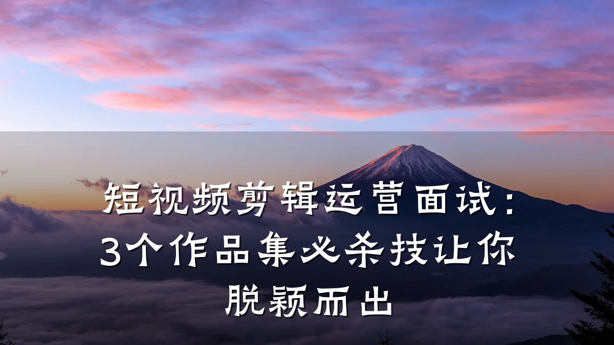 短视频剪辑运营面试：3个作品集必杀技让你脱颖而出