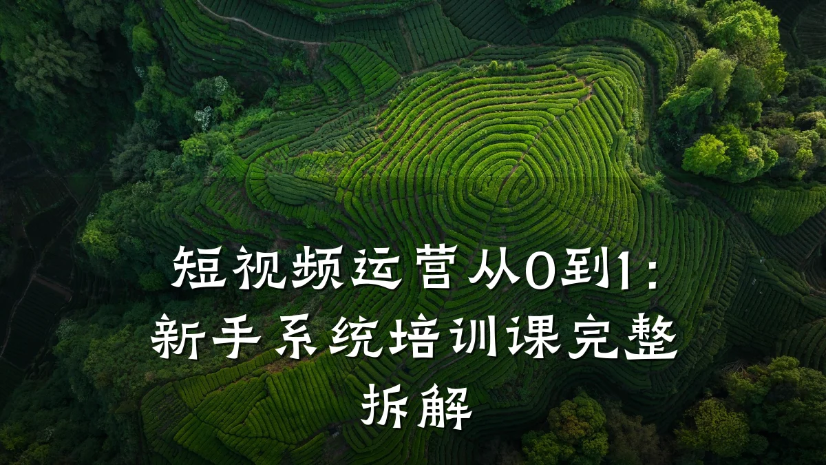 短视频运营从0到1：新手系统培训课完整拆解