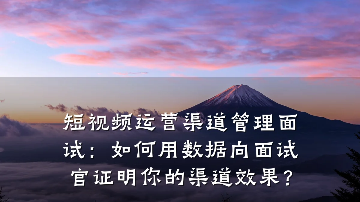 短视频运营渠道管理面试：如何用数据向面试官证明你的渠道效果？