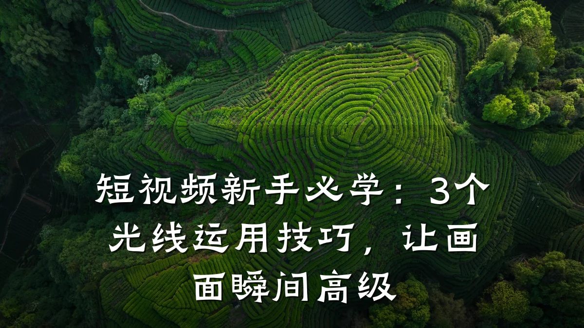短视频新手必学：3个光线运用技巧，让画面瞬间高级
