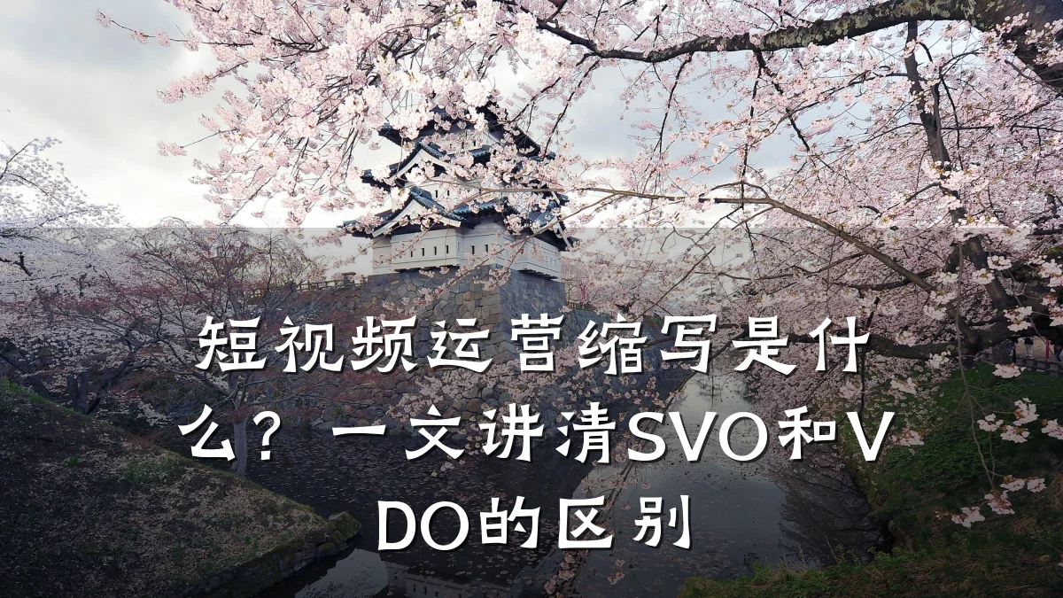 短视频运营缩写是什么？一文讲清SVO和VDO的区别