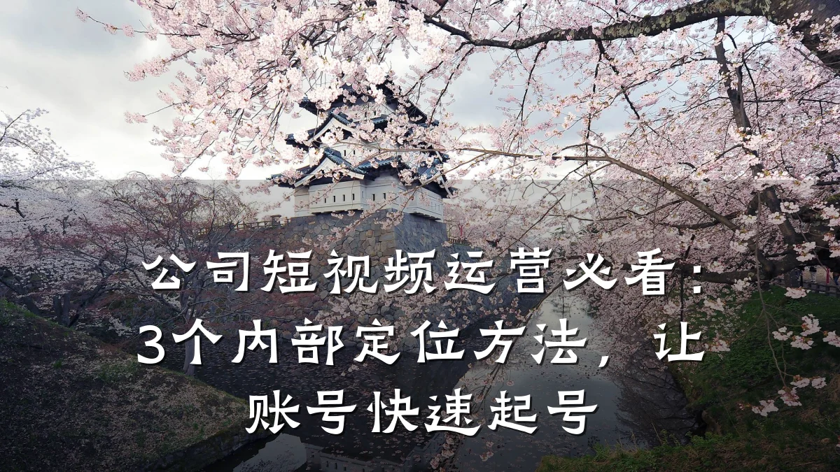 公司短视频运营必看：3个内部定位方法，让账号快速起号