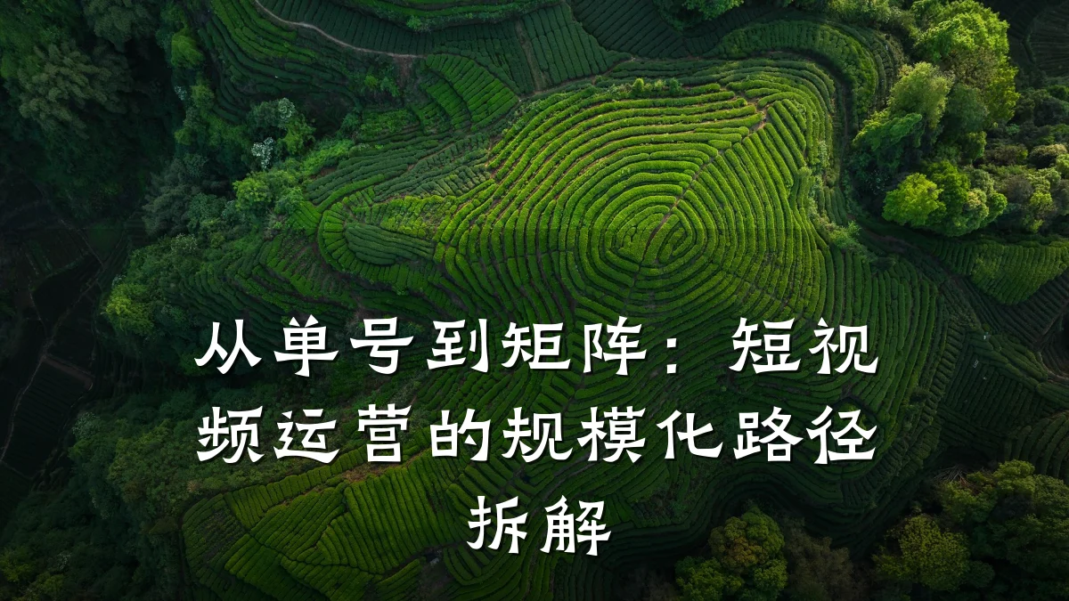 从单号到矩阵：短视频运营的规模化路径拆解