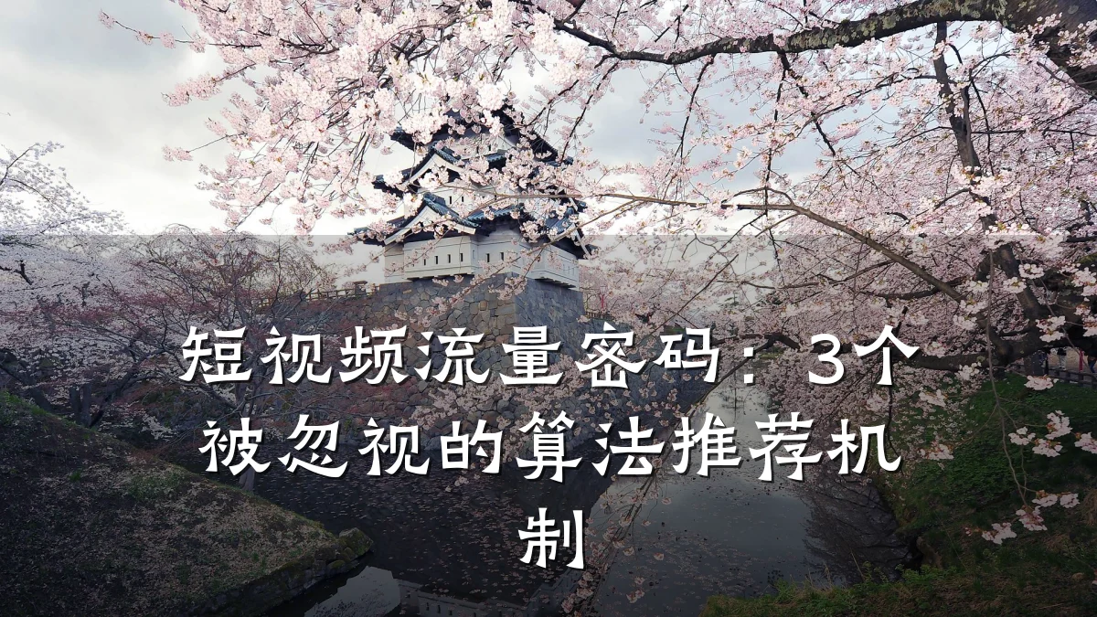 短视频流量密码：3个被忽视的算法推荐机制