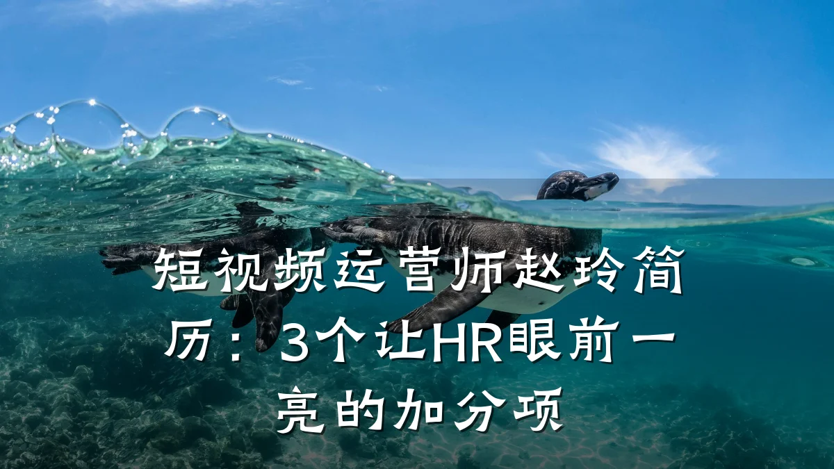 短视频运营师赵玲简历：3个让HR眼前一亮的加分项