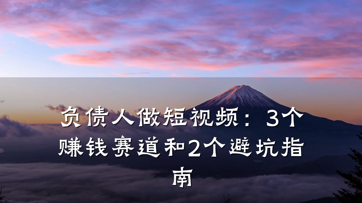 负债人做短视频：3个赚钱赛道和2个避坑指南
