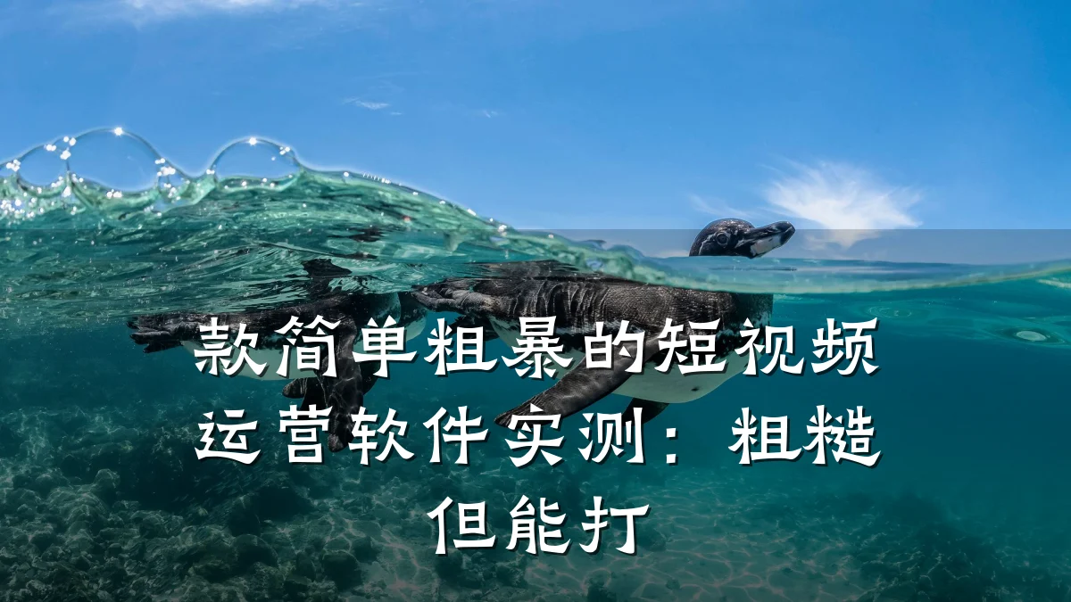 款简单粗暴的短视频运营软件实测：粗糙但能打