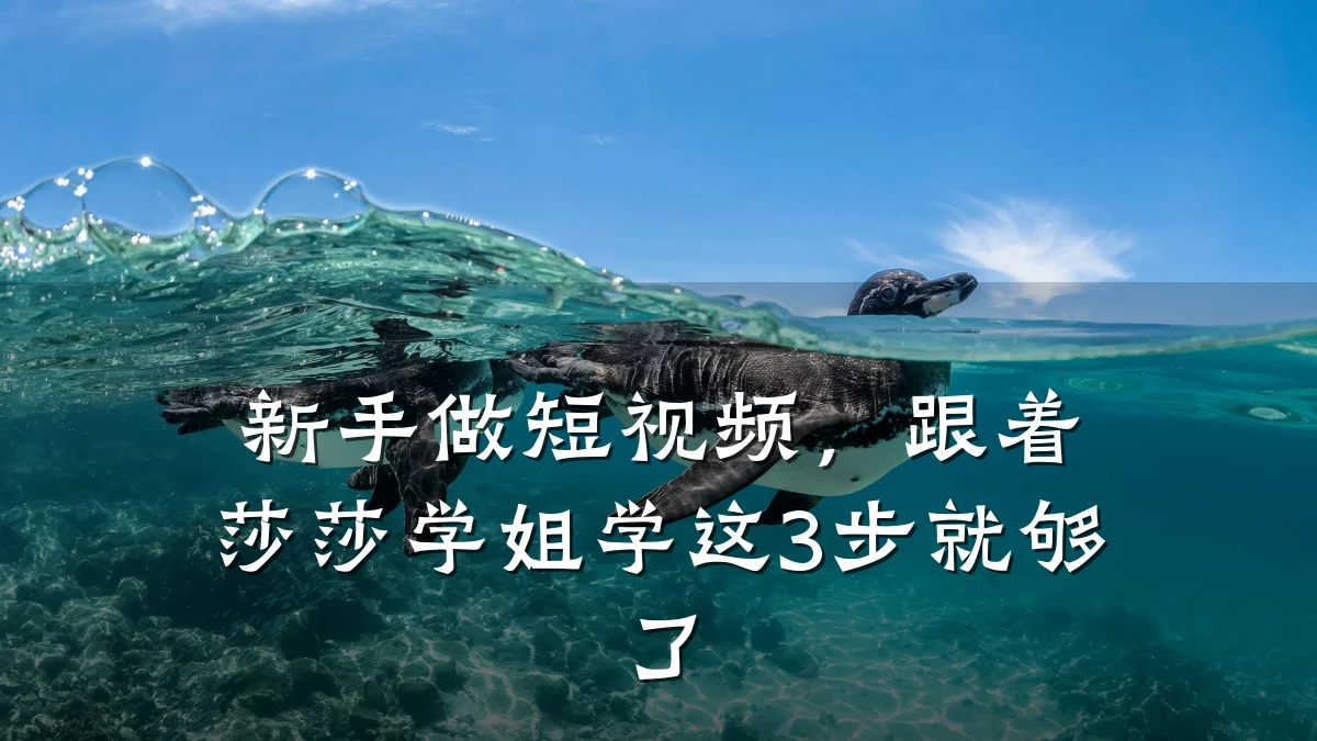 新手做短视频，跟着莎莎学姐学这3步就够了