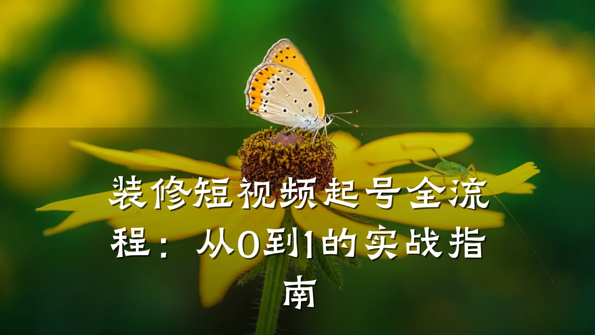 装修短视频起号全流程：从0到1的实战指南